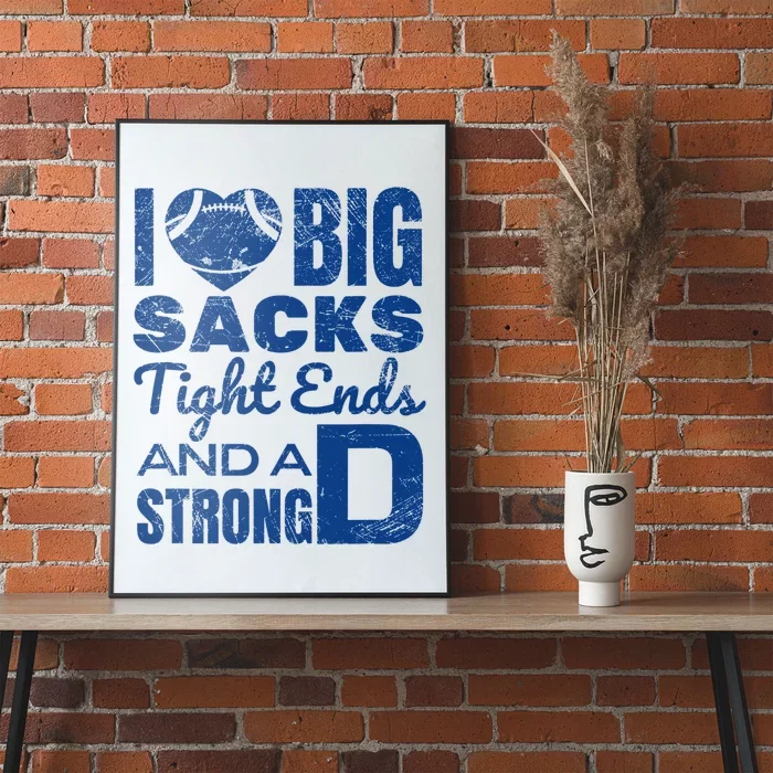 I Love Big Sacks Tight Ends And Strong D Funny Football Poster