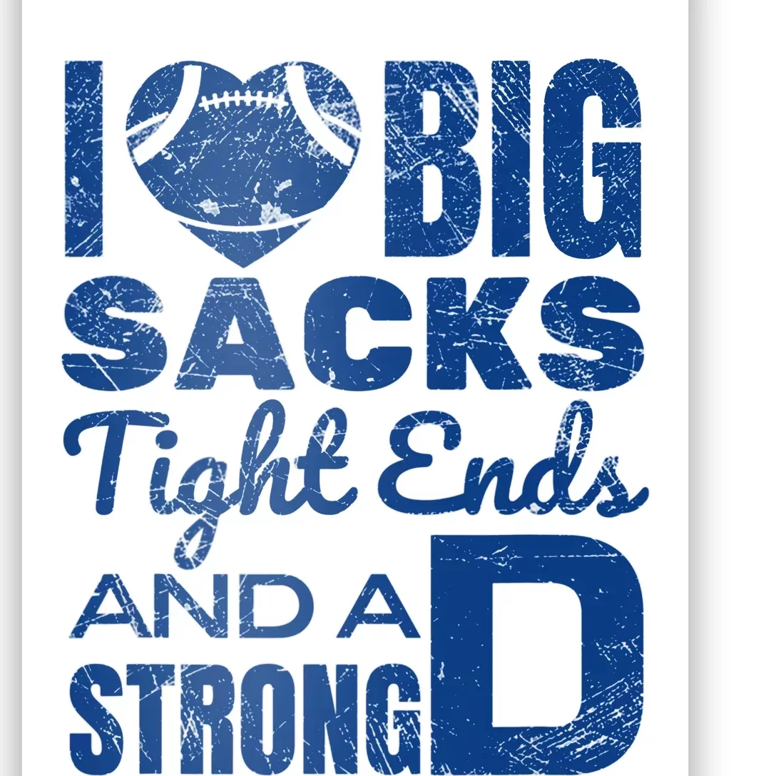 I Love Big Sacks Tight Ends And Strong D Funny Football Poster