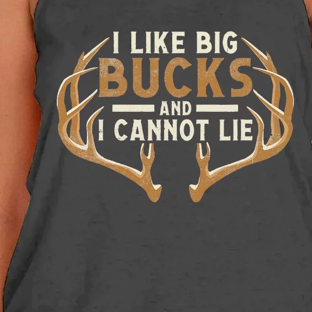 I Like Big Bucks And I Cannot Lie Hunter Deer Hunting Women's Knotted Racerback Tank