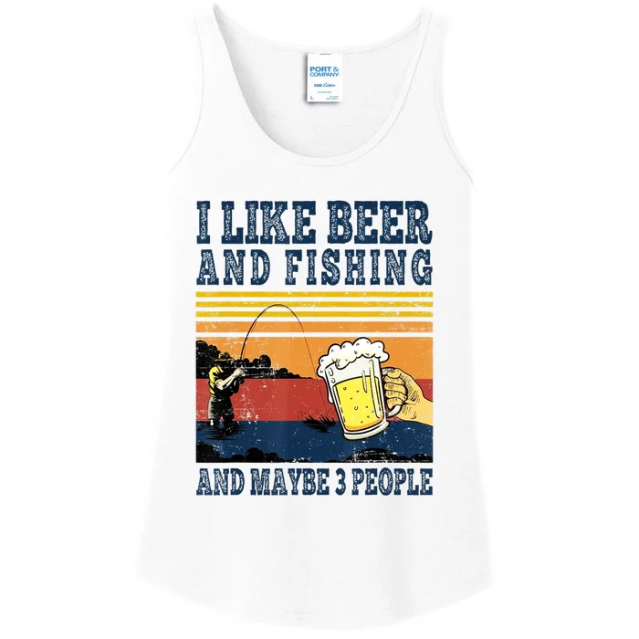 I Like Beer Fishing And Maybe 3 People Funny Fisher Ladies Essential Tank