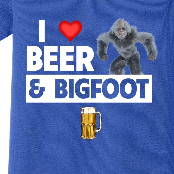 I Love Beer And Bigfoot Sasquatch Hunters Team Ing Cool Gift Baby Bodysuit