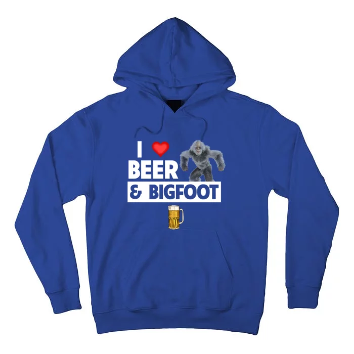 I Love Beer And Bigfoot Sasquatch Hunters Team Ing Cool Gift Tall Hoodie