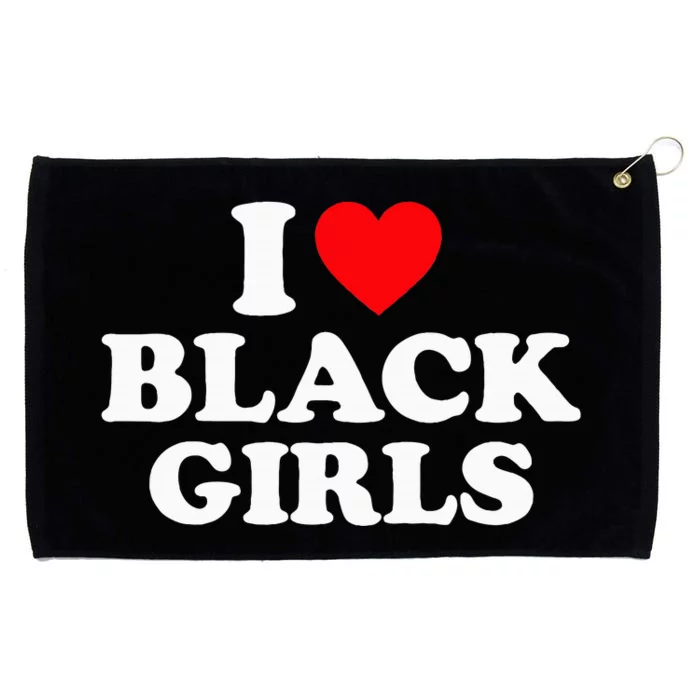 I Love Black Grommeted Golf Towel