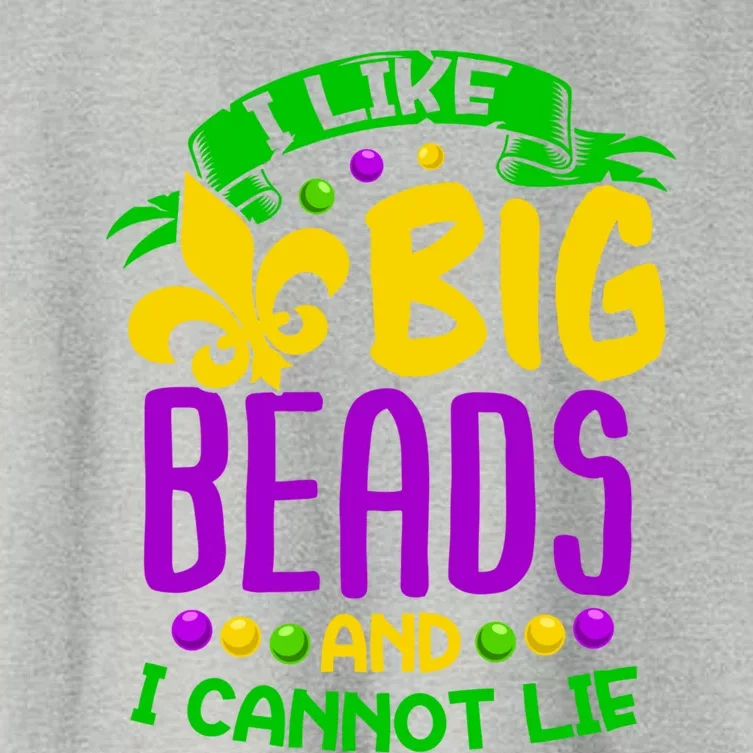 I Like Big Beads And I Can Not Lie Mardi Gras Funny Carnival Gift Women's Crop Top Tee