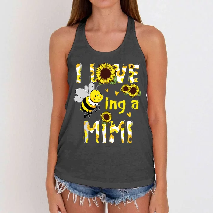 I Love Being A Mimi Sunflower Bee, Mother's Day Women's Knotted Racerback Tank