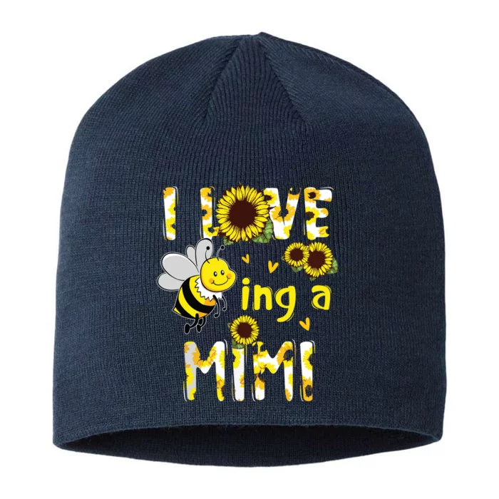 I Love Being A Mimi Sunflower Bee, Mother's Day 8 1/2in Sustainable Knit Beanie