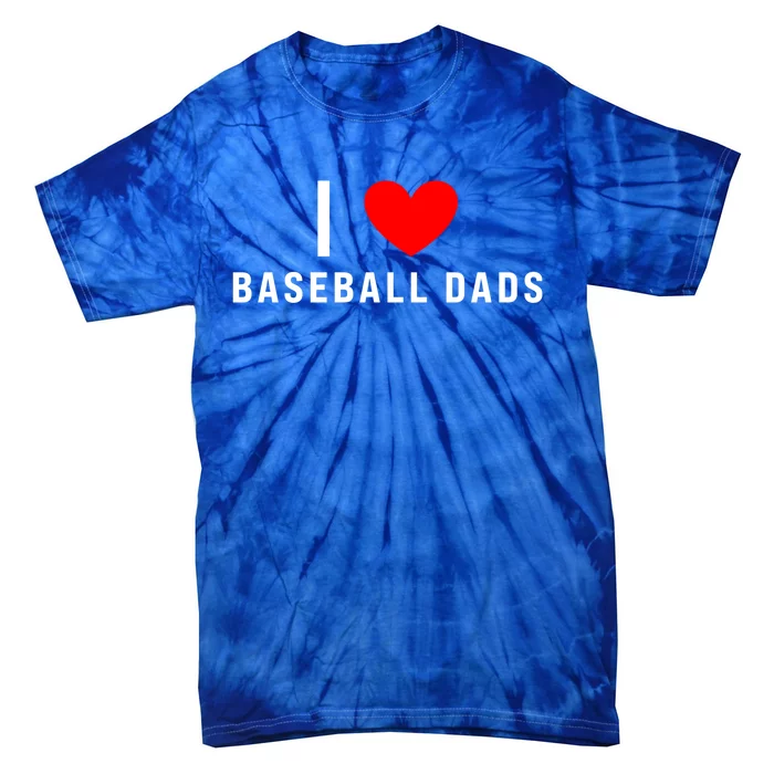 I Love Baseball Dads Funny Red Heart Gift Tie-Dye T-Shirt