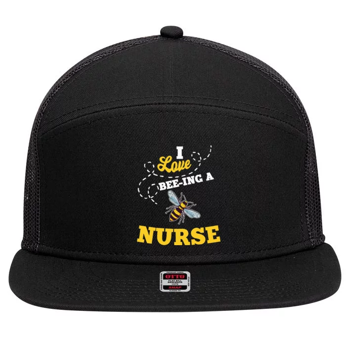 I Love BeeIng A Nurse Honey Bee Job Profession 7 Panel Mesh Trucker Snapback Hat