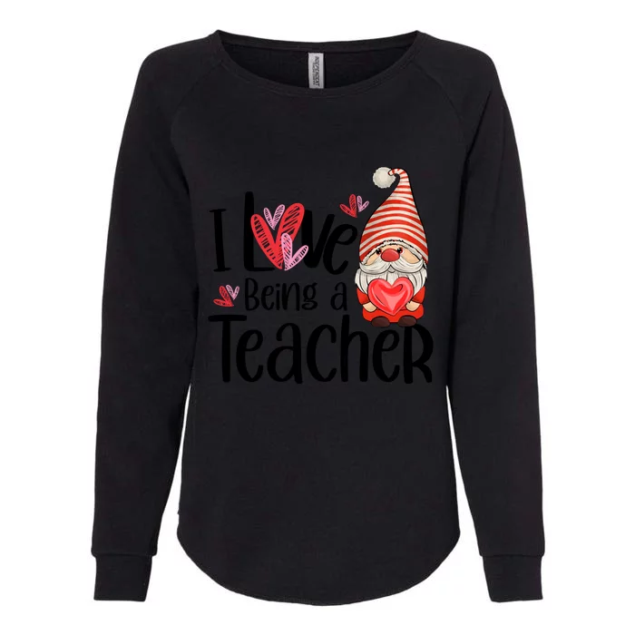 I Love Being A Teacher Gnome Valentine Womens California Wash Sweatshirt