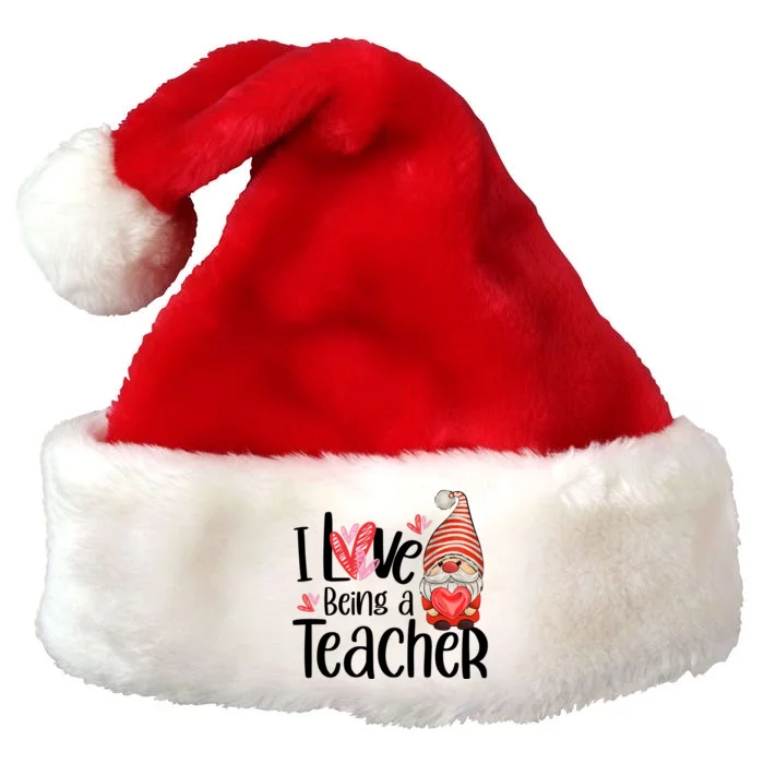 I Love Being A Teacher Gnome Valentine Premium Christmas Santa Hat