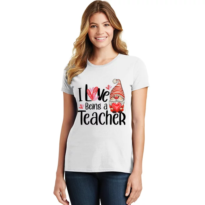 I Love Being A Teacher Gnome Valentine Women's T-Shirt