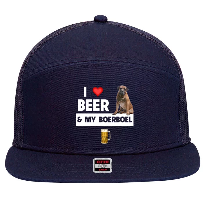 I Love Beer And My Boerboel Hunting Dog Mom Dad Ing Meaningful Gift 7 Panel Mesh Trucker Snapback Hat