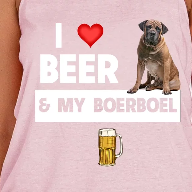 I Love Beer And My Boerboel Hunting Dog Mom Dad Ing Meaningful Gift Women's Knotted Racerback Tank