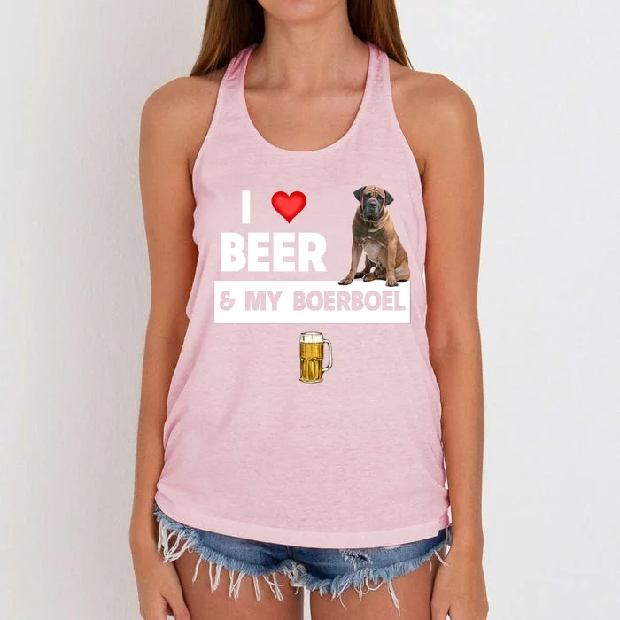 I Love Beer And My Boerboel Hunting Dog Mom Dad Ing Meaningful Gift Women's Knotted Racerback Tank