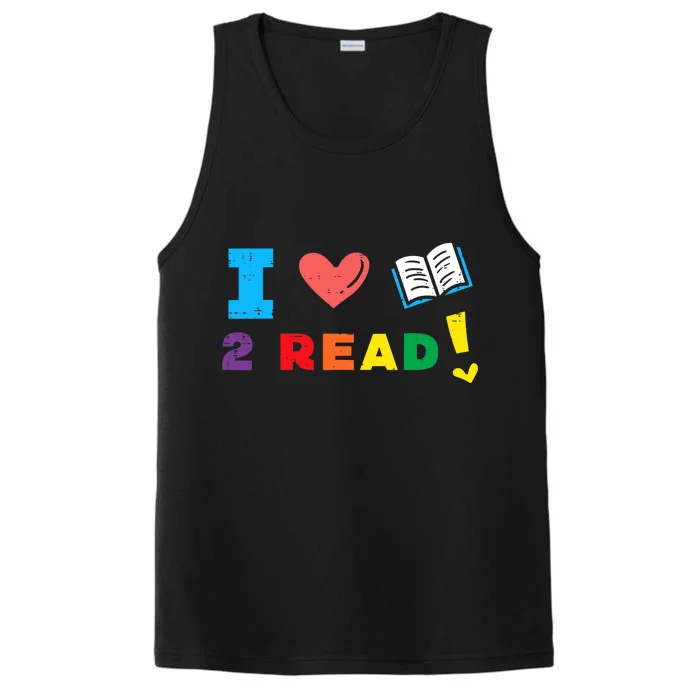 I Love Book To Read Bookworm Librarian Wo Boy Girl Performance Tank