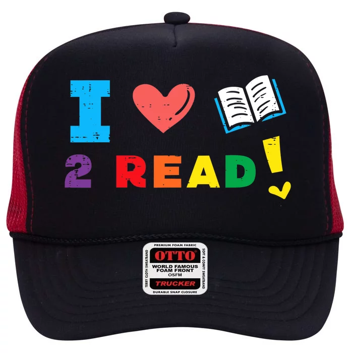 I Love Book To Read Bookworm Librarian Wo Boy Girl High Crown Mesh Trucker Hat