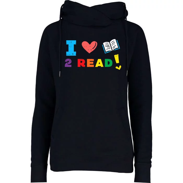 I Love Book To Read Bookworm Librarian Wo Boy Girl Womens Funnel Neck Pullover Hood