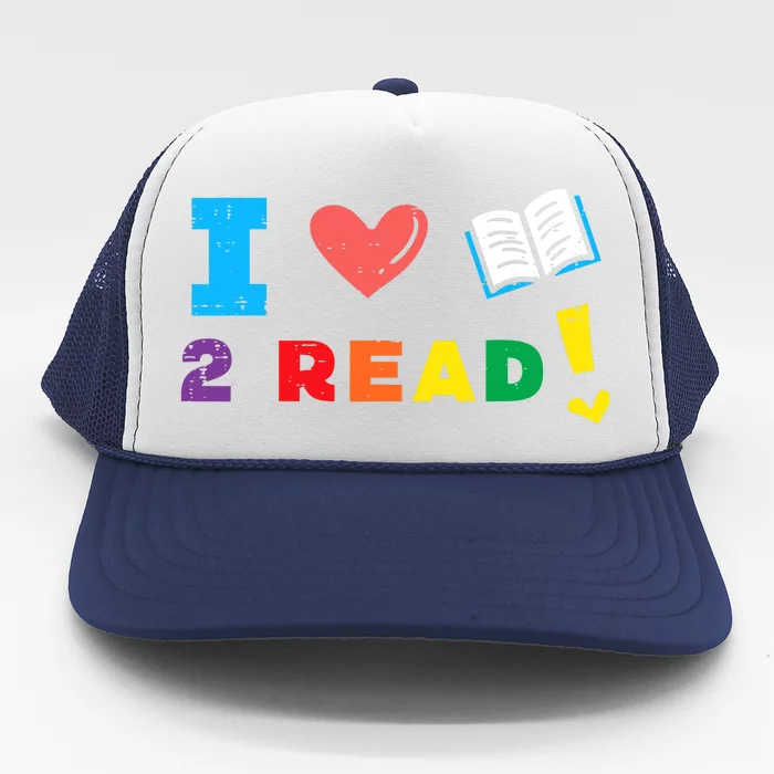 I Love Book To Read Bookworm Librarian Wo Boy Girl Trucker Hat