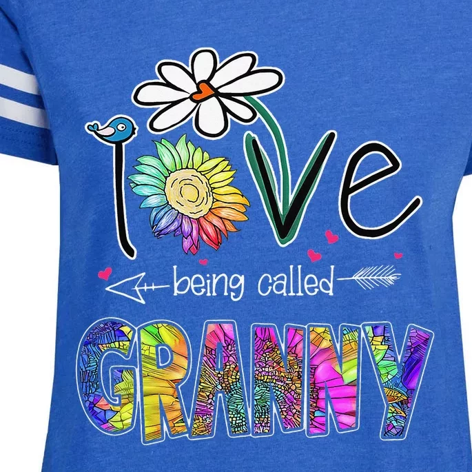 I Love Being Called Granny Daisy Sunflower Mother's Day Enza Ladies Jersey Football T-Shirt