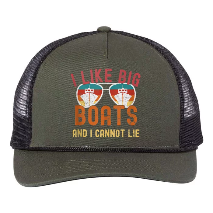 I Like Big Boats And I Cannot Lie Yacht Boating Funny Cruise Retro Rope Trucker Hat Cap