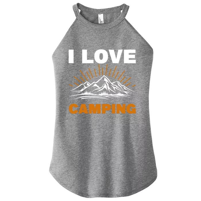 I Love Camping Women’s Perfect Tri Rocker Tank