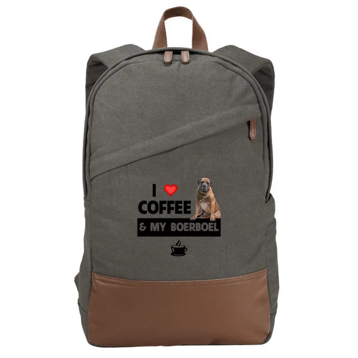 I Love Coffee And My Boerboel Hunting Dog Mom Dad Caffeine Funny Gift Cotton Canvas Backpack