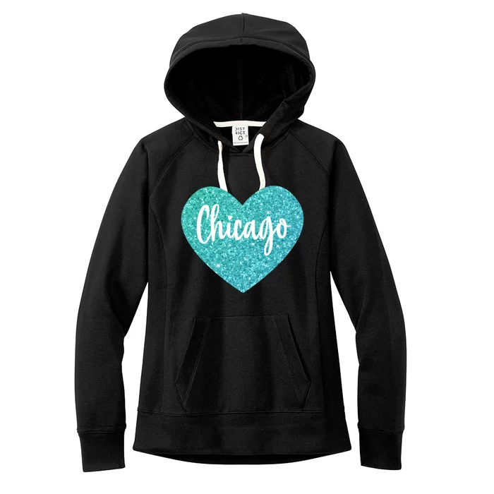 I Love Chicago Usa Heart Great Gift Women's Fleece Hoodie