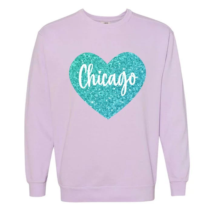 I Love Chicago Usa Heart Great Gift Garment-Dyed Sweatshirt