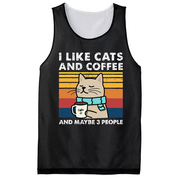 I Like Cats And Coffee And Maybe 3 People Funny Love Cats Mesh Reversible Basketball Jersey Tank