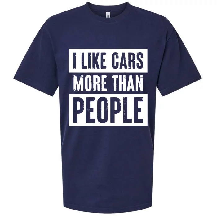 I Like Cars More Than People Funny Car Mechanic Dad Husband Sueded Cloud Jersey T-Shirt