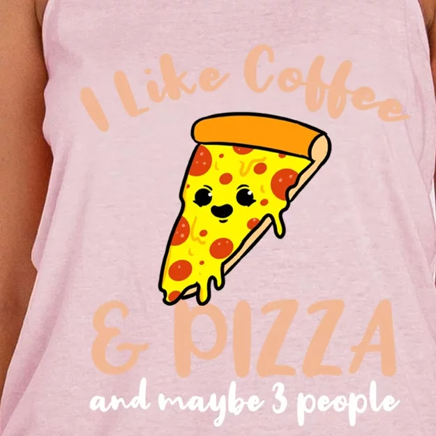 I Like Coffee And Pizza And Maybe 3 People Cool Gift Women's Knotted Racerback Tank