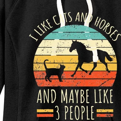 I Like Cats And Horses And Maybe Like 3 People Retro Funny Women's Fleece Hoodie