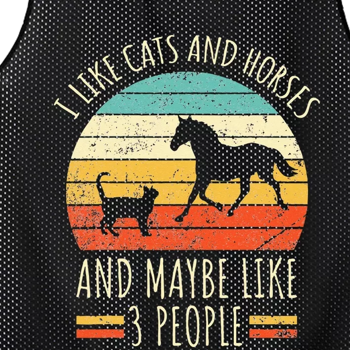 I Like Cats And Horses And Maybe Like 3 People Retro Funny Mesh Reversible Basketball Jersey Tank