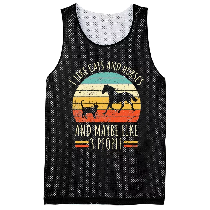 I Like Cats And Horses And Maybe Like 3 People Retro Funny Mesh Reversible Basketball Jersey Tank