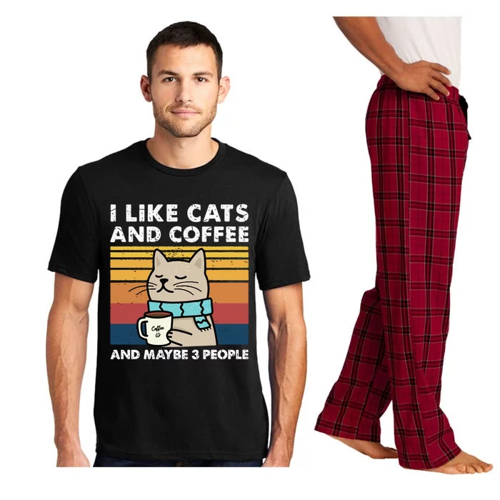 I Like Cats And Coffee And Maybe 3 People Funny Love Cats Pajama Set