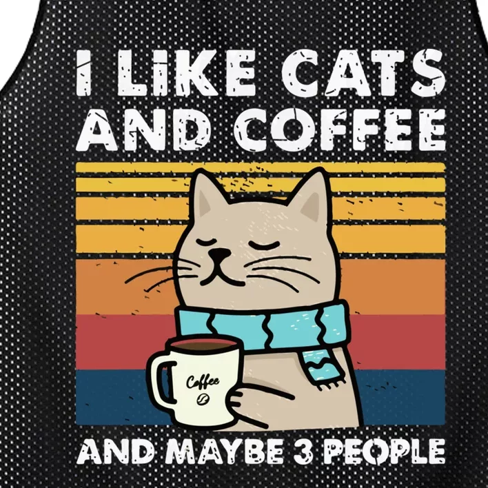 I Like Cats And Coffee And Maybe 3 People Funny Love Cats Mesh Reversible Basketball Jersey Tank