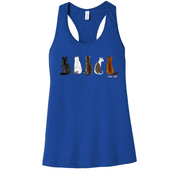 I Love Cats For Cat Lovers Cool Gift Women's Racerback Tank