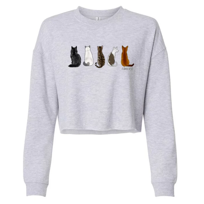 I Love Cats For Cat Lovers Cool Gift Cropped Pullover Crew