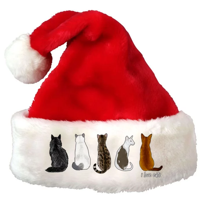 I Love Cats For Cat Lovers Gift Premium Christmas Santa Hat