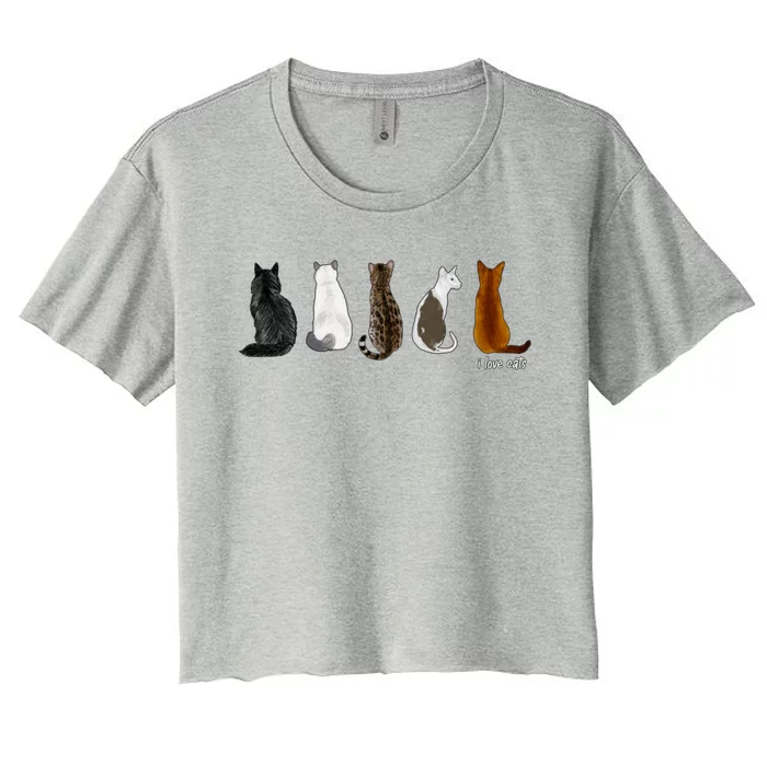 I Love Cats For Cat Lovers Gift Women's Crop Top Tee