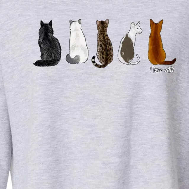 I Love Cats For Cat Lovers Gift Cropped Pullover Crew