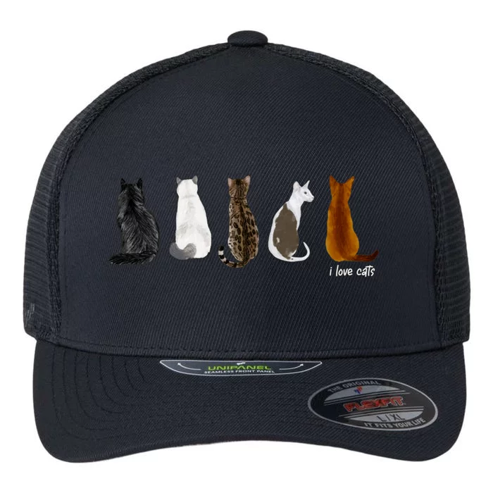 I Love Cats For Cat Lovers Cute Gift Flexfit Unipanel Trucker Cap