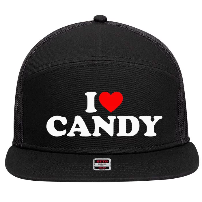 I Love Candy 7 Panel Mesh Trucker Snapback Hat