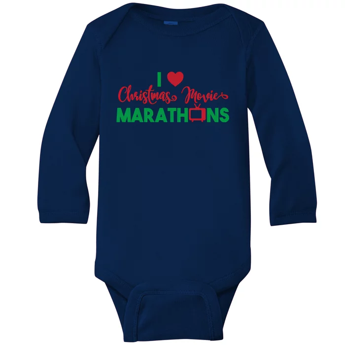 I Love Christmas Movies Marathons Baby Long Sleeve Bodysuit