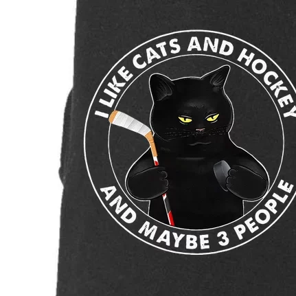 I Like Cats And Hockey And Maybe 3 People Funny Black Cats Doggie 3-End Fleece Hoodie