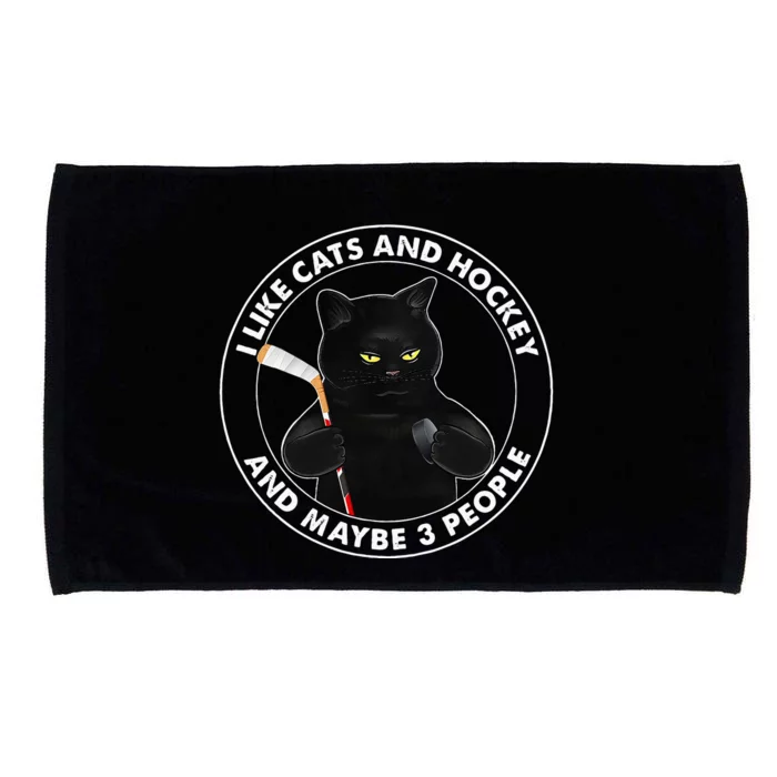 I Like Cats And Hockey And Maybe 3 People Funny Black Cats Microfiber Hand Towel