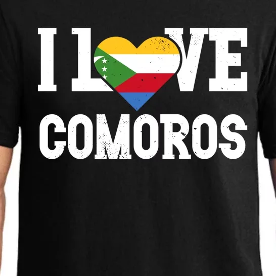 I Love Comoros Flag Patriotic Throwback Souvenir Gift Pajama Set