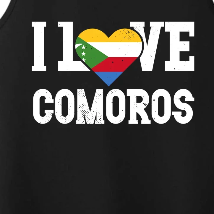 I Love Comoros Flag Patriotic Throwback Souvenir Gift Performance Tank