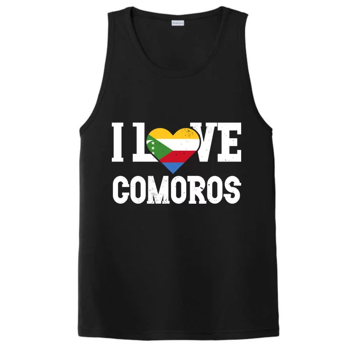 I Love Comoros Flag Patriotic Throwback Souvenir Gift Performance Tank