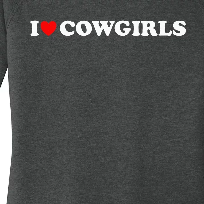 I Love Cow I Heart Cow Lover Funny Cowboy Lover Women's Perfect Tri Tunic Long Sleeve Shirt